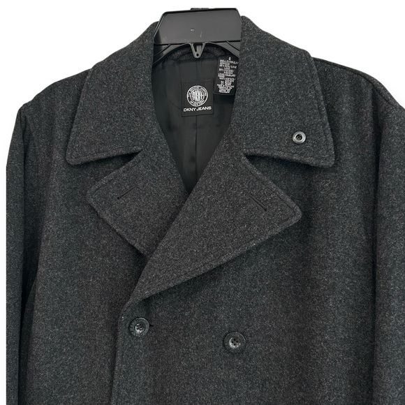 NWOT DKNY Wool Blend Charcoal Pea Coat - Picture 5 of 8